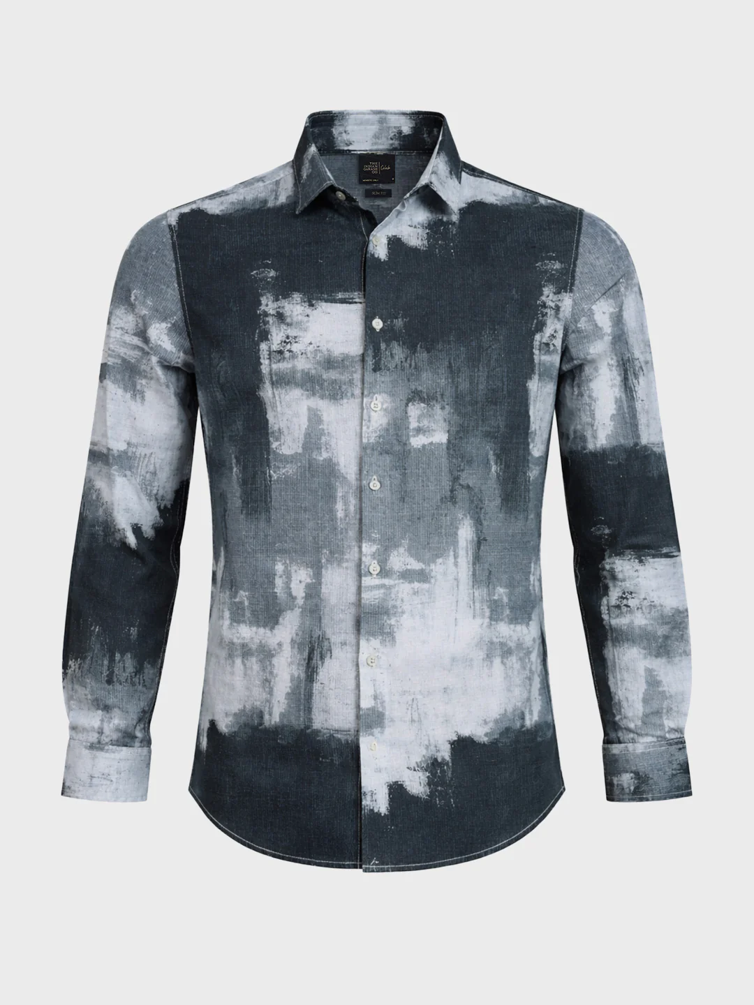 Men's Grey Slim Fit Printed Casual Shirt - Image 5