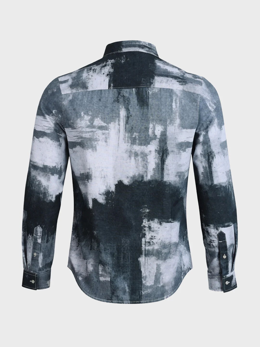 Men's Grey Slim Fit Printed Casual Shirt - Image 6