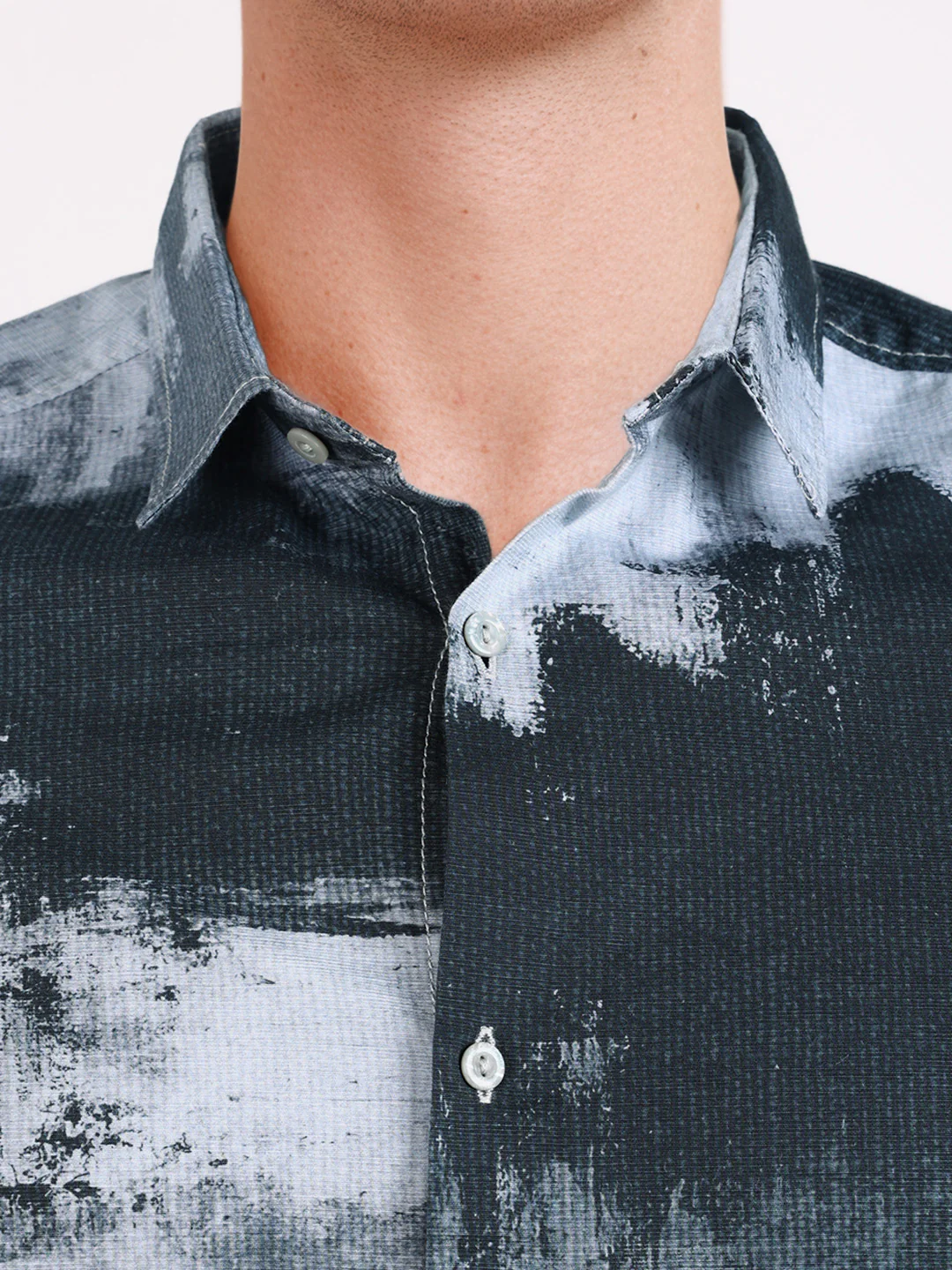 Men's Grey Slim Fit Printed Casual Shirt - Image 7