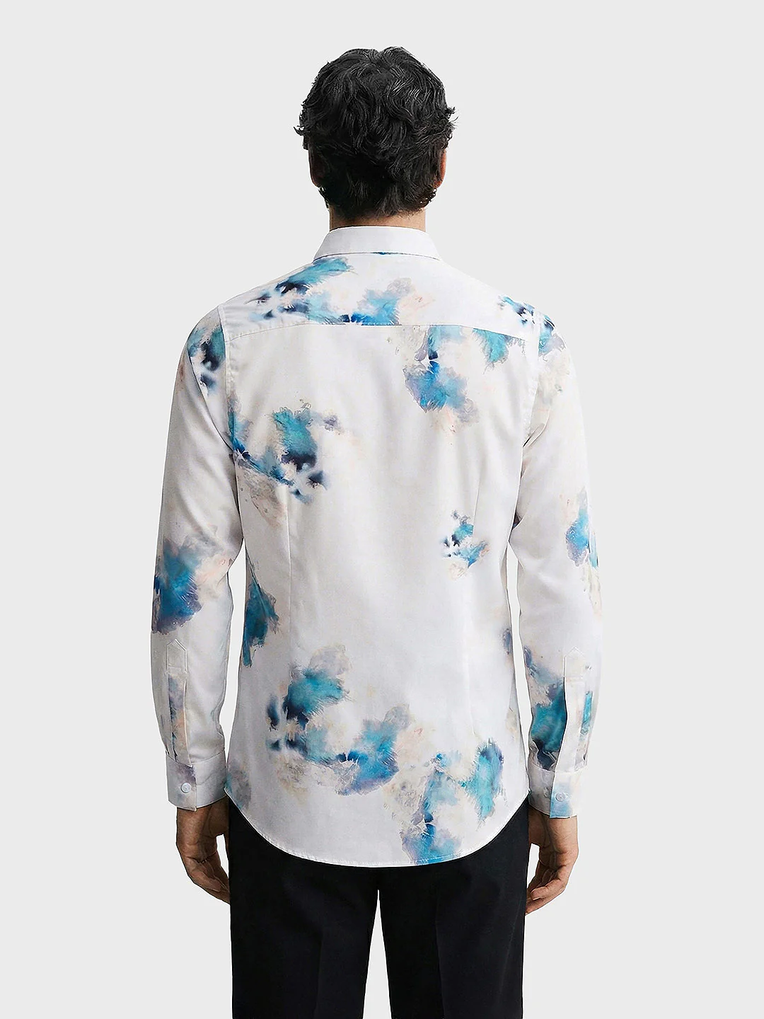 Men's Grey Slim Fit Printed Party Wear Shirt - Image 2