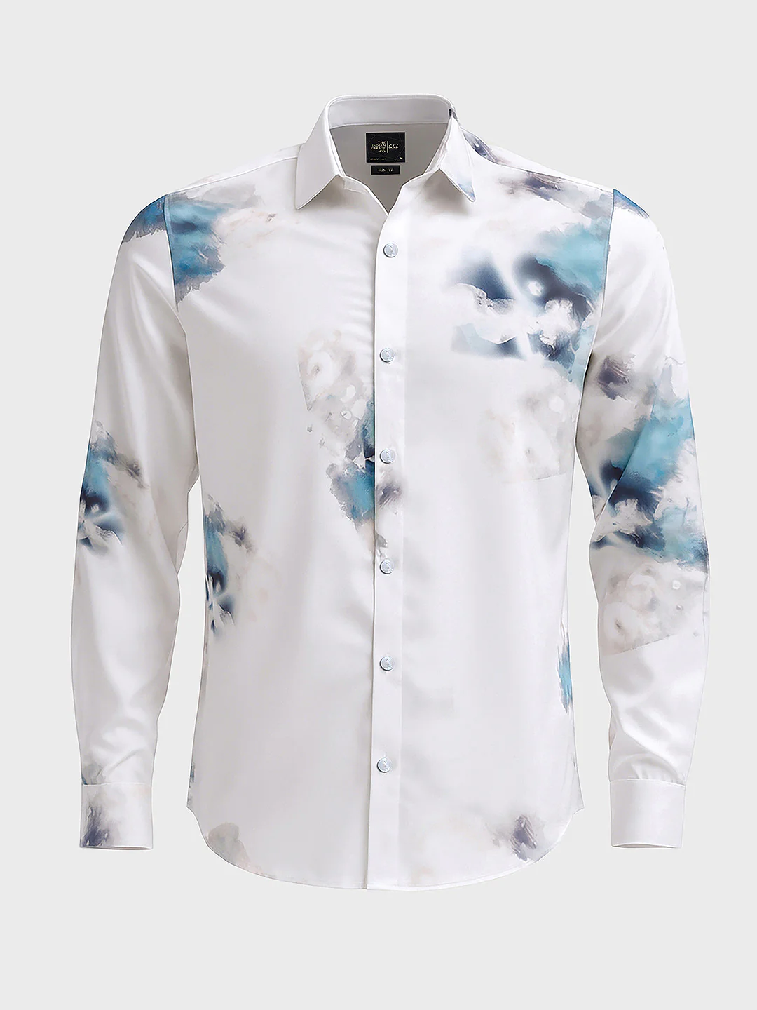Men's Grey Slim Fit Printed Party Wear Shirt - Image 4