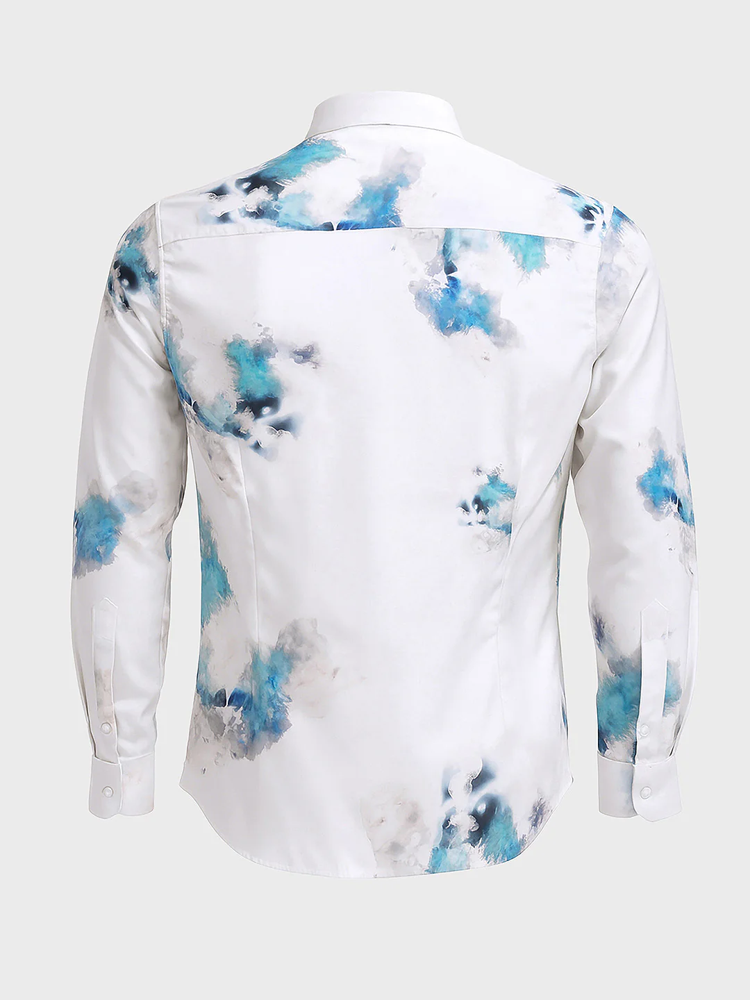 Men's Grey Slim Fit Printed Party Wear Shirt - Image 5