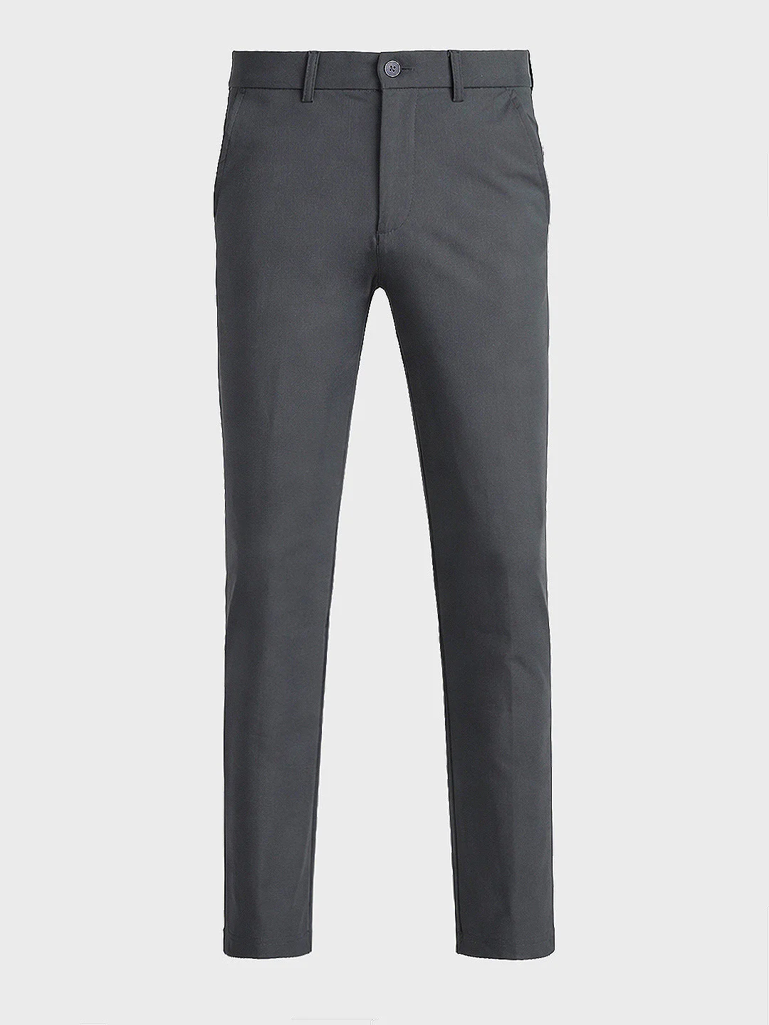 Men's Grey Slim Fit Solid Casual Chinos - Image 4