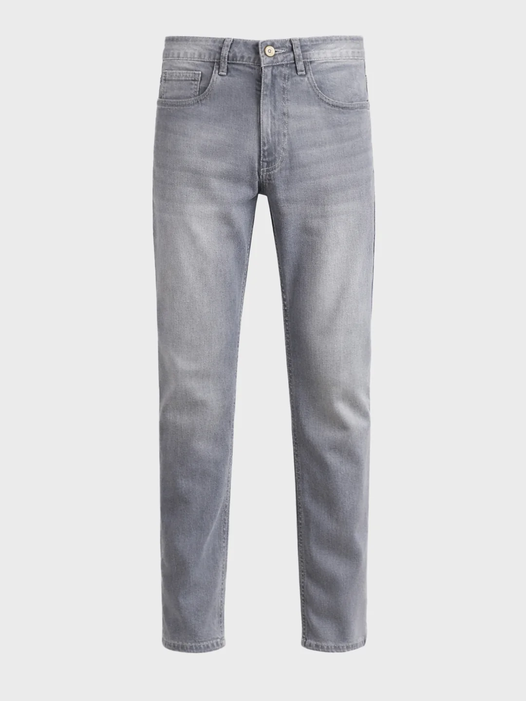 Men's Grey Slim Fit Solid Casual Jeans - Image 5