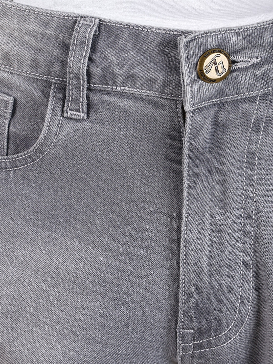 Men's Grey Slim Fit Solid Casual Jeans - Image 8