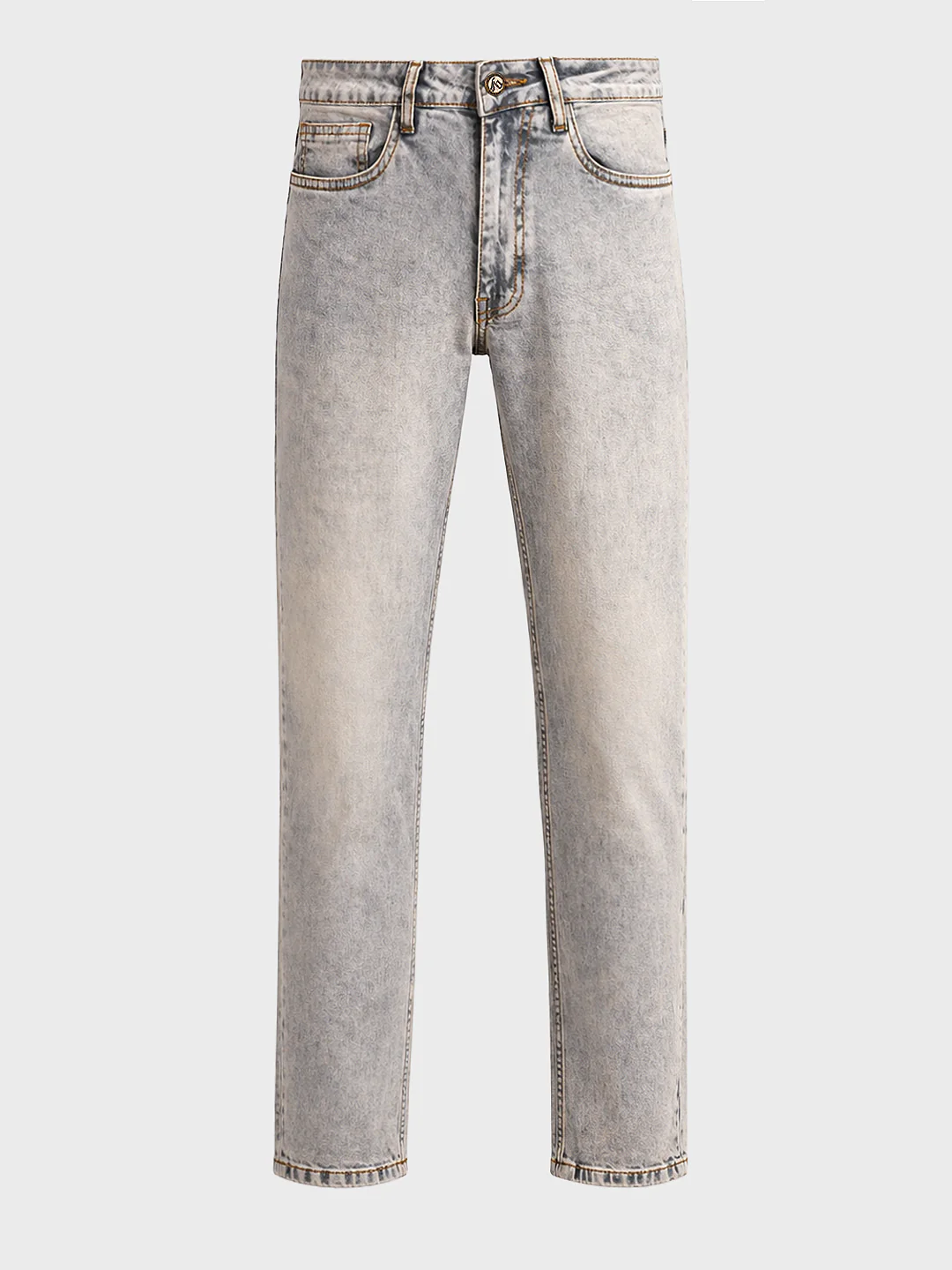 Men's Grey Slim Fit Solid Casual Jeans - Image 7