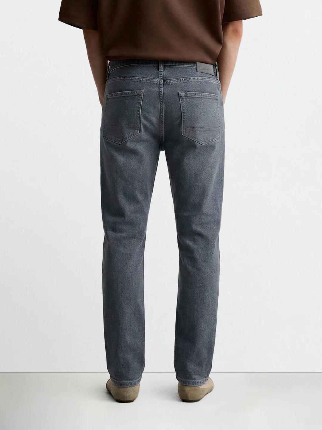 Men's Grey Slim Fit Solid Casual Jeans - Image 2