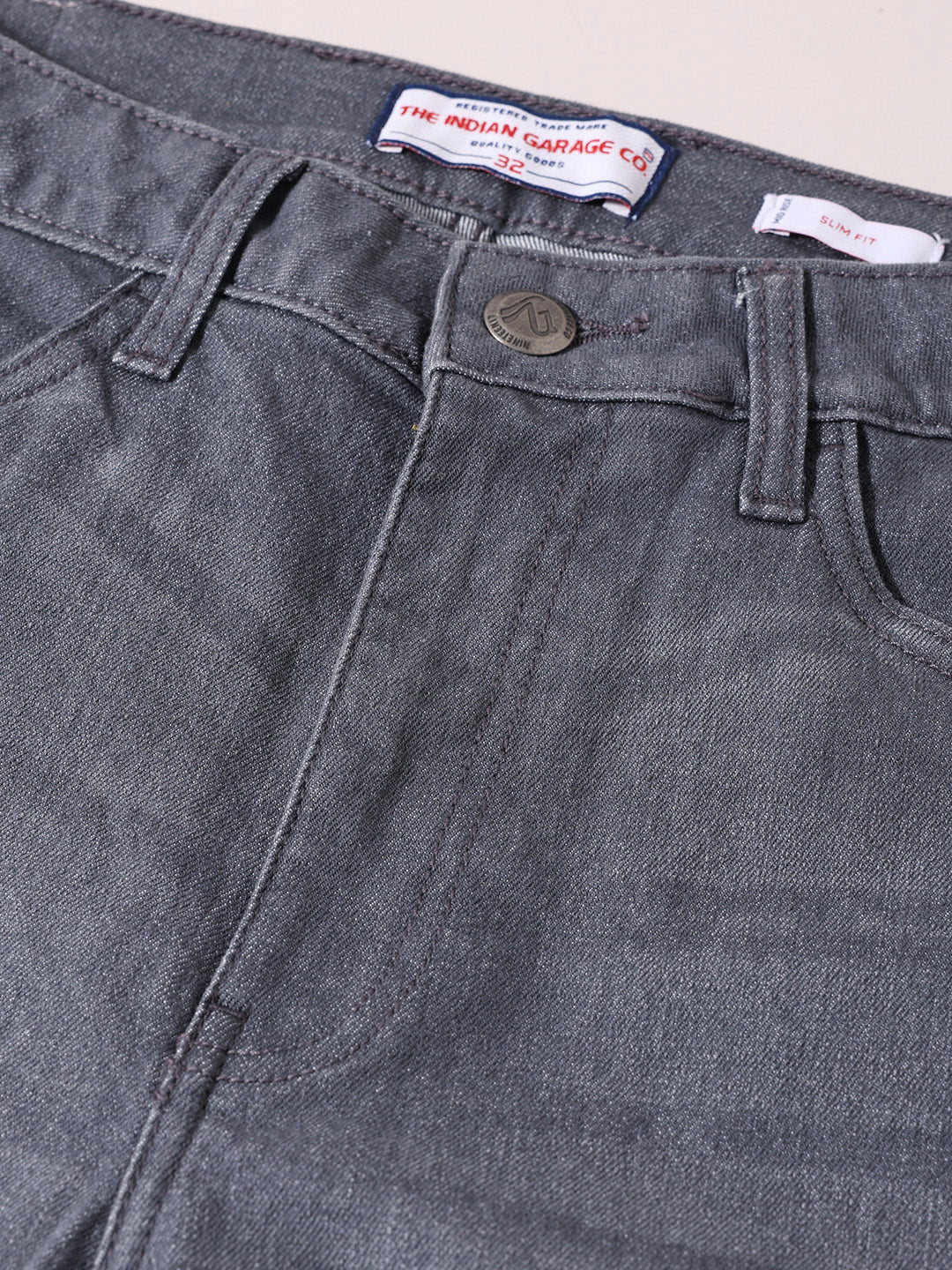 Men's Grey Slim Fit Solid Casual Jeans - Image 6
