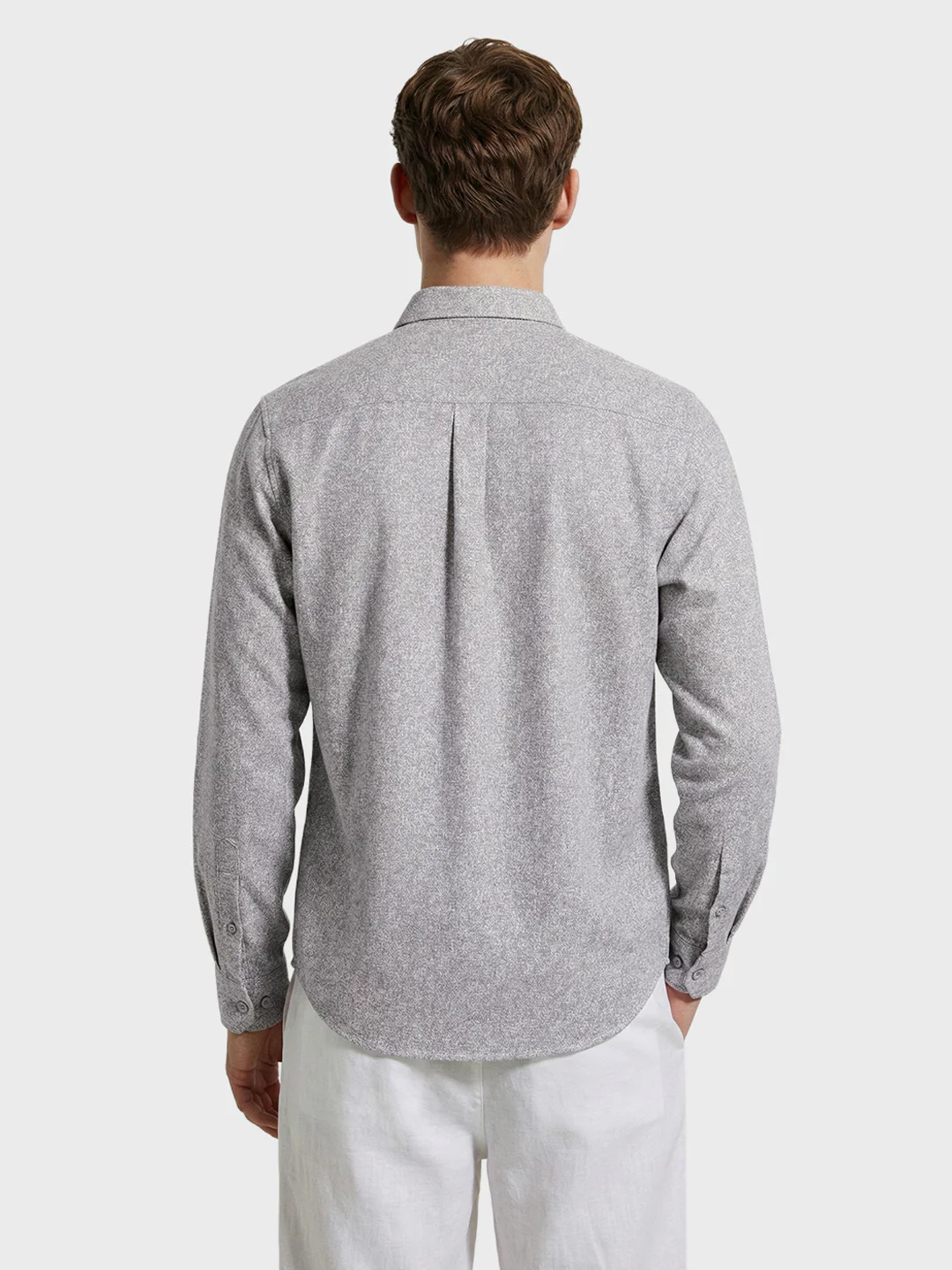 Men's Grey Slim Fit Solid Casual Shirt - Image 4