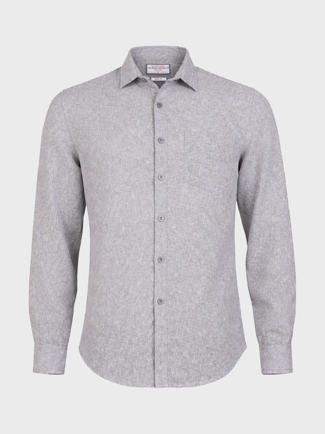 Men's Grey Slim Fit Solid Casual Shirt - Image 5