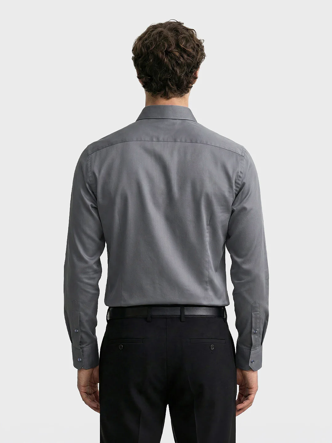 Men's Grey Slim Fit Solid Casual Shirt - Image 3