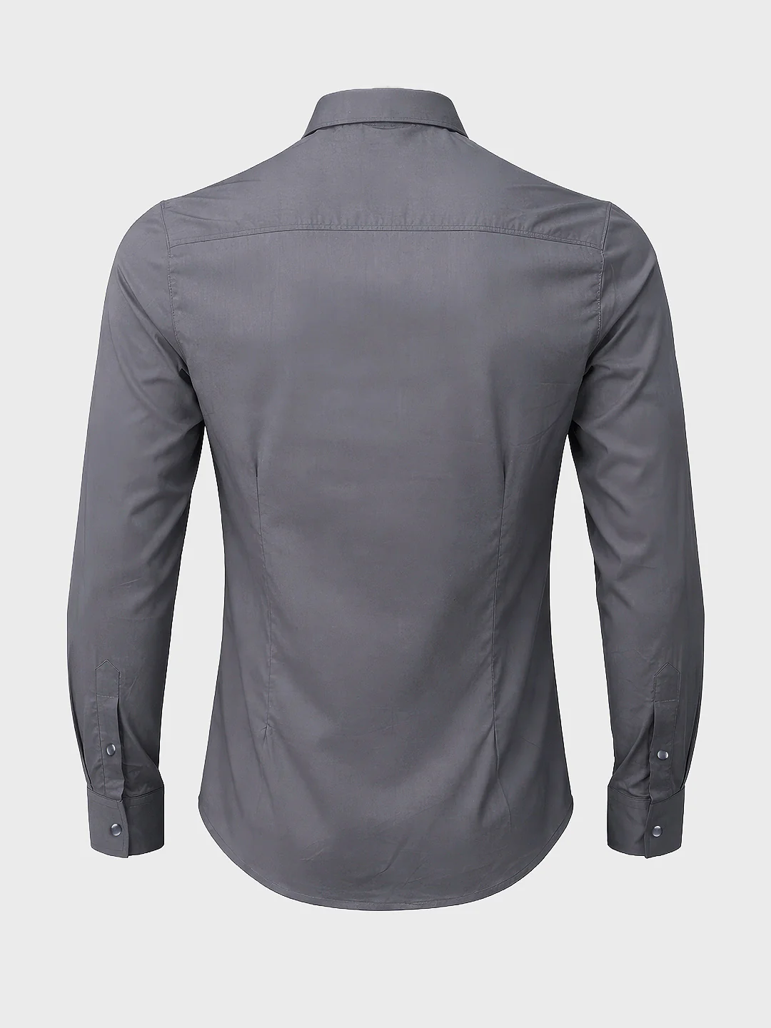 Men's Grey Slim Fit Solid Casual Shirt - Image 5