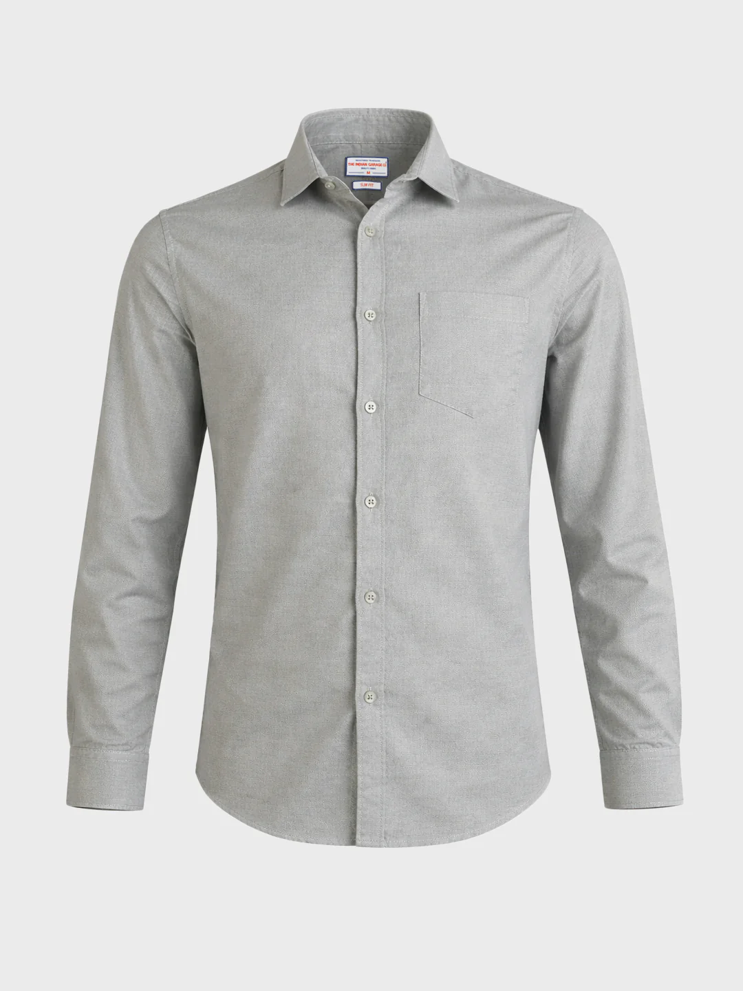 Men's Grey Slim Fit Solid Casual Shirt - Image 6