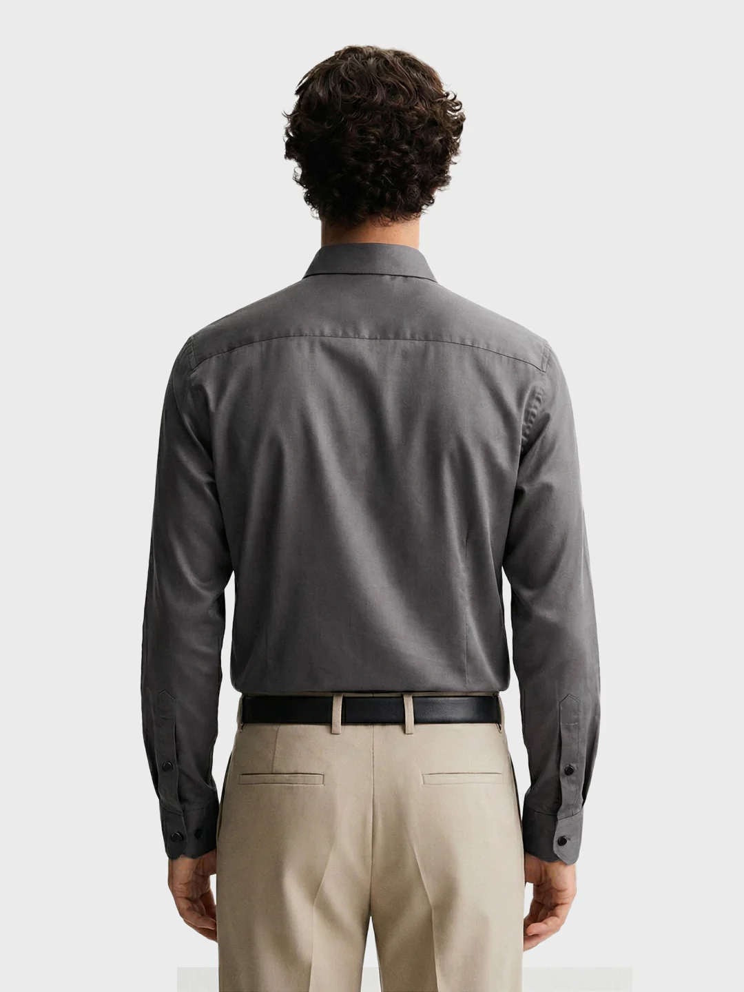 Men's Grey Slim Fit Solid Party Wear Shirt - Image 2