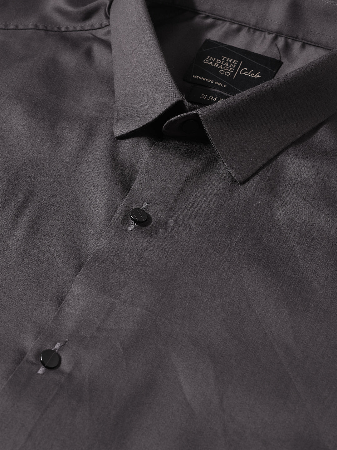 Men's Grey Slim Fit Solid Party Wear Shirt - Image 3