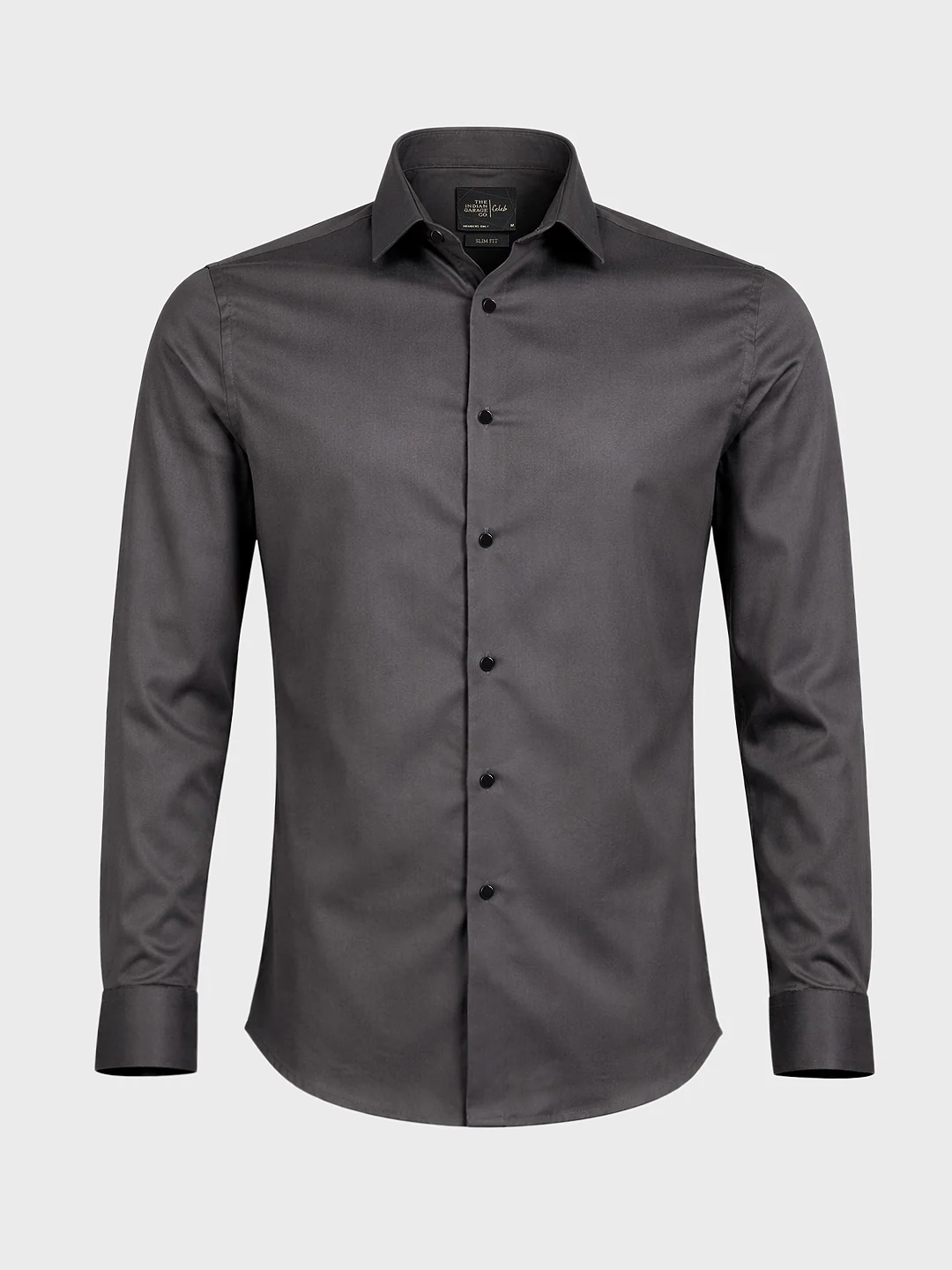 Men's Grey Slim Fit Solid Party Wear Shirt - Image 4