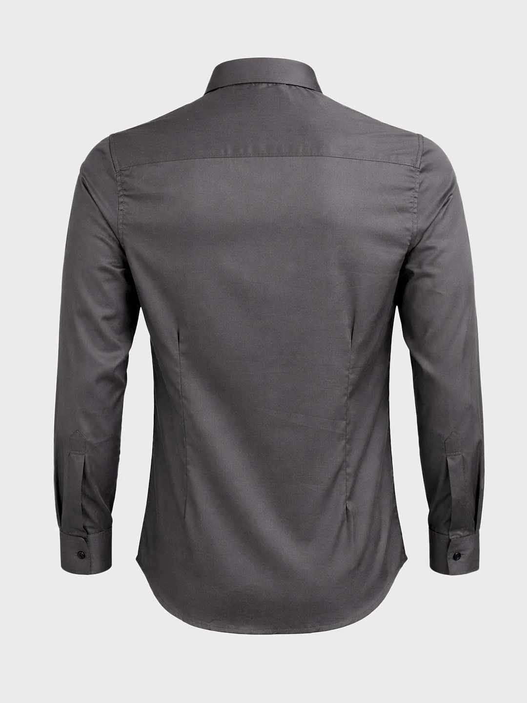 Men's Grey Slim Fit Solid Party Wear Shirt - Image 5
