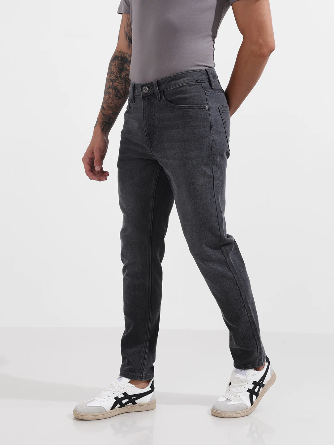 Men's Grey Slim Fit Solid The Eternity Series Jeans - Image 3