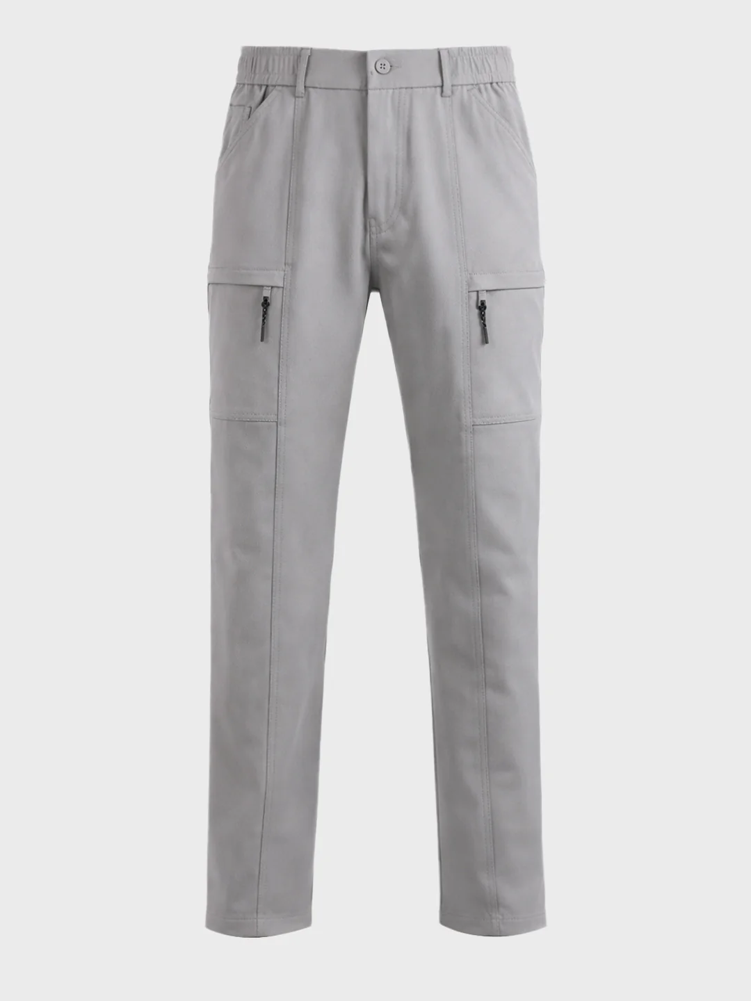 Men's Grey Slim Fit Solid Utility Cargo - Image 6