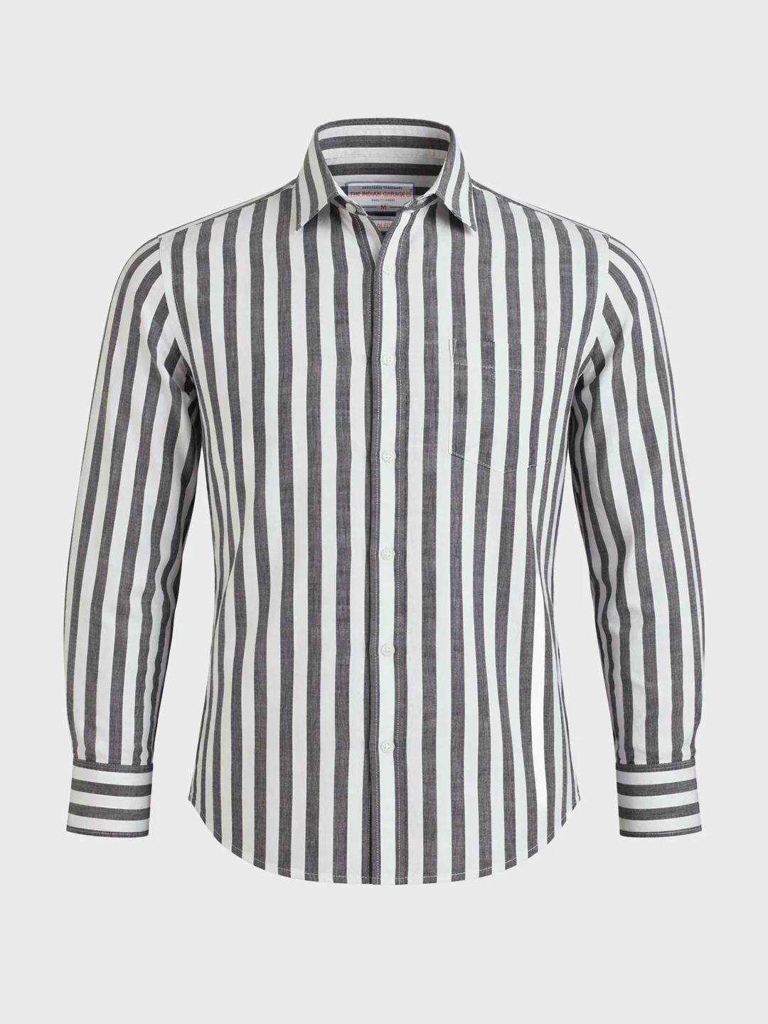 Men's Grey Slim Fit Striped Casual Shirt - Image 6