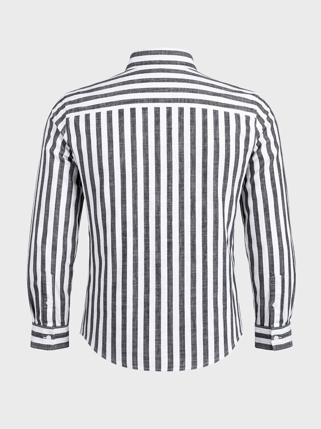 Men's Grey Slim Fit Striped Casual Shirt - Image 7