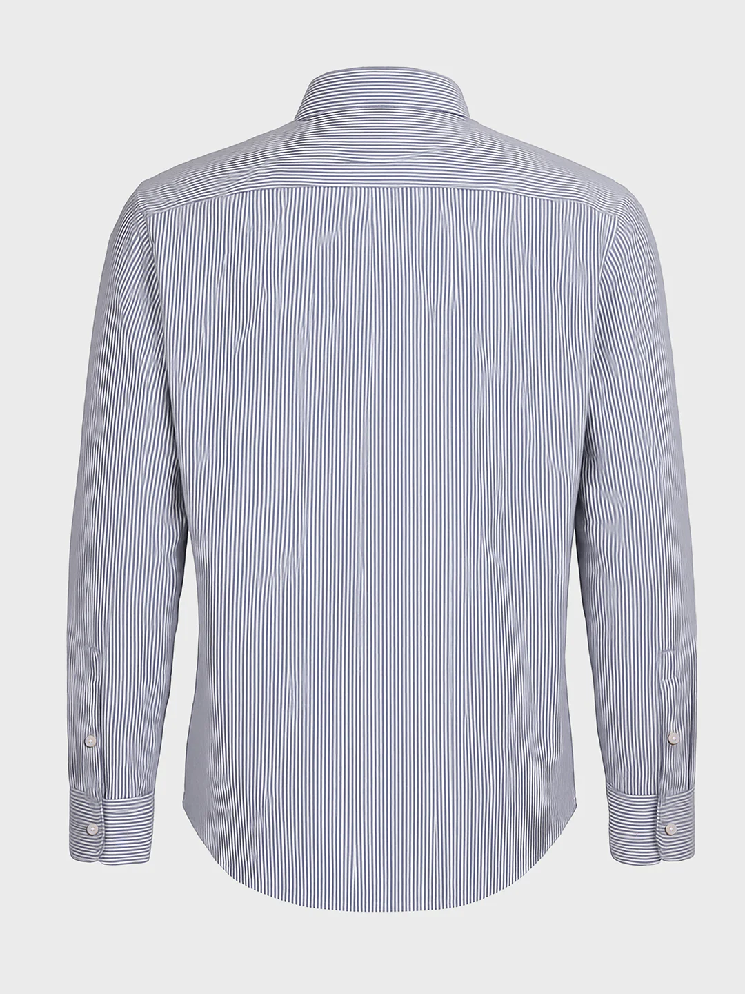Men's Grey Slim Fit Striped Formal Shirt - Image 5