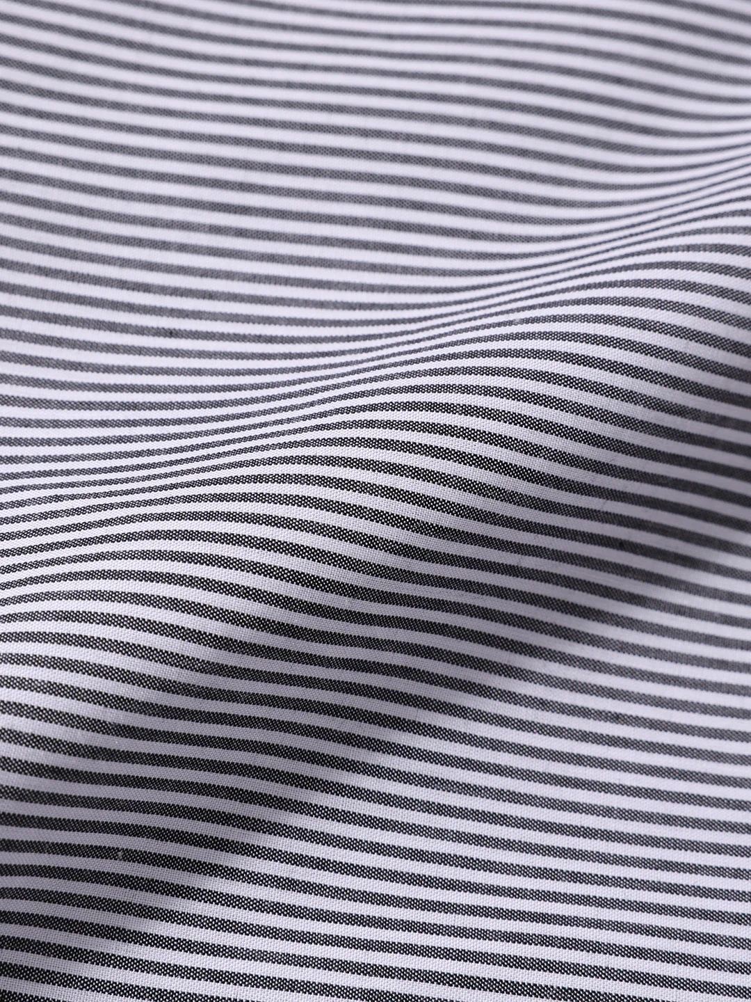 Men's Grey Slim Fit Striped Formal Shirt - Image 6