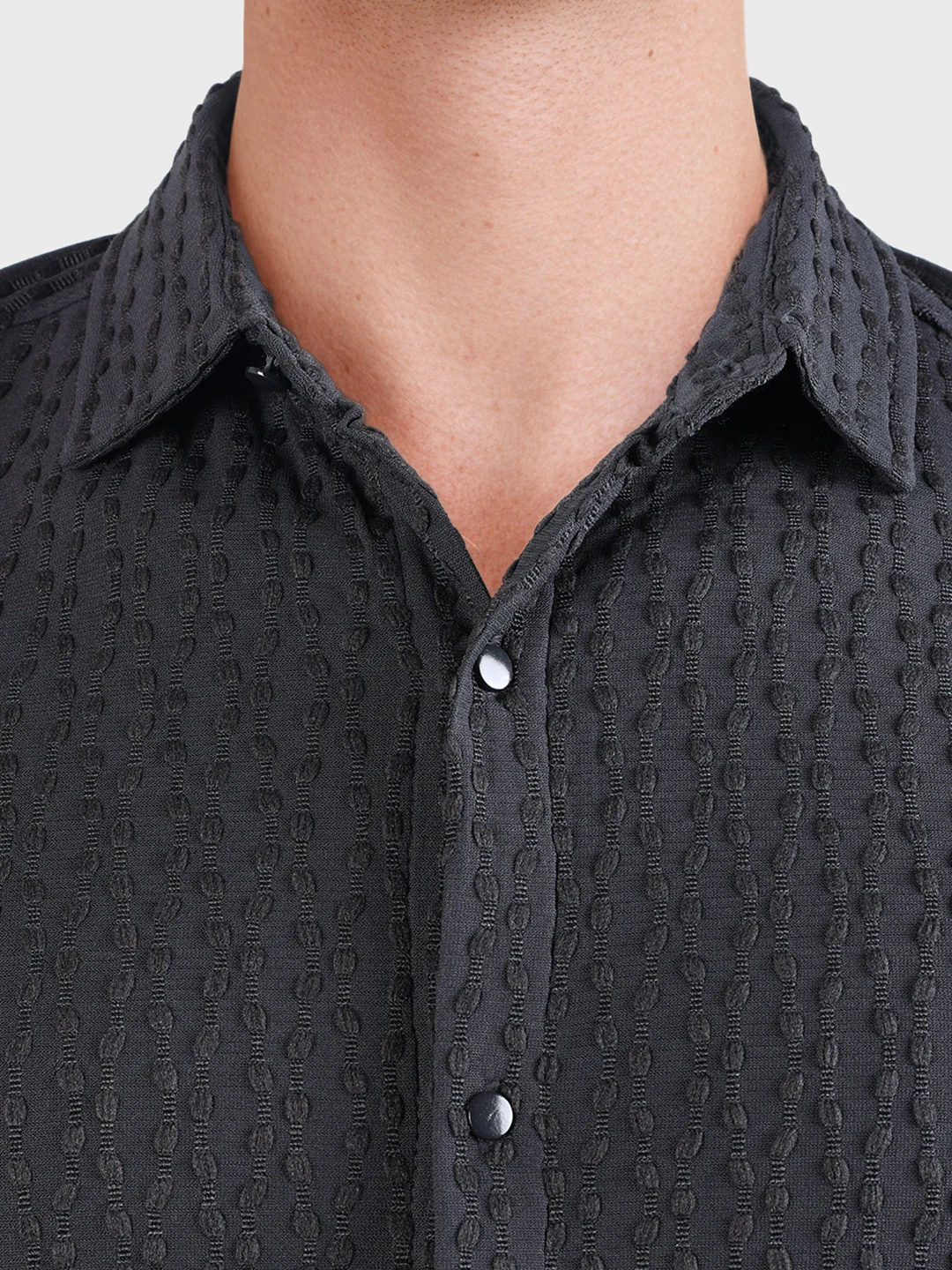 Men's Grey Slim Fit Solid Party Wear Shirt - Image 3