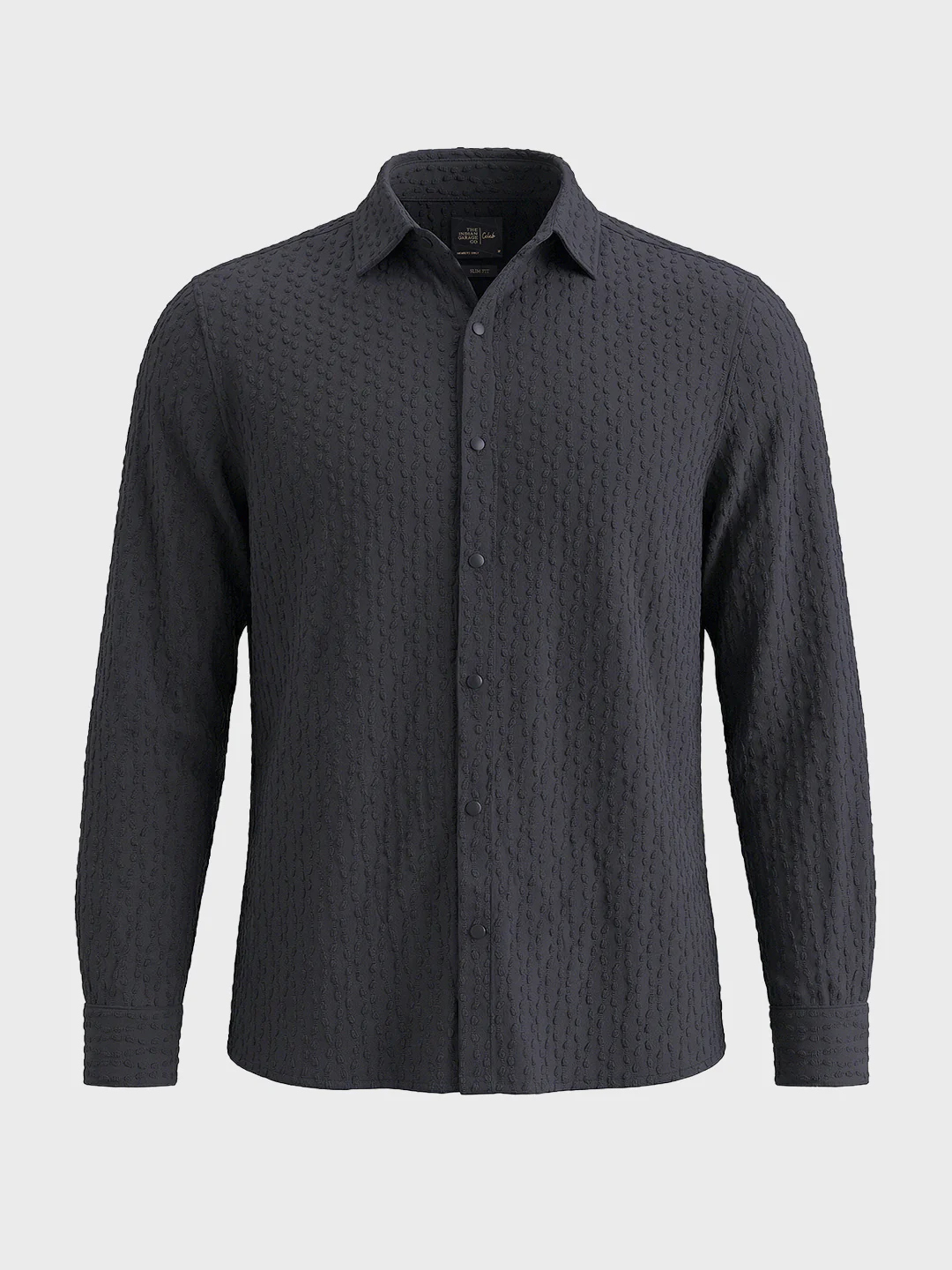 Men's Grey Slim Fit Solid Party Wear Shirt - Image 6