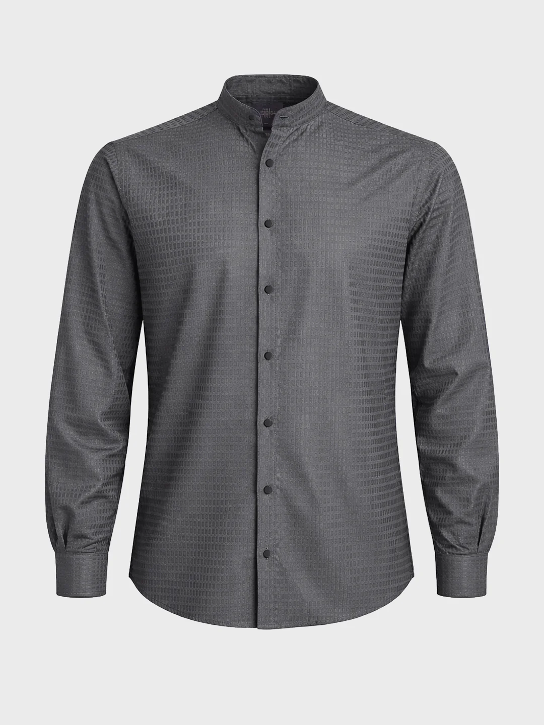 Men's Grey Slim Fit Textured Party Wear Shirt - Image 5
