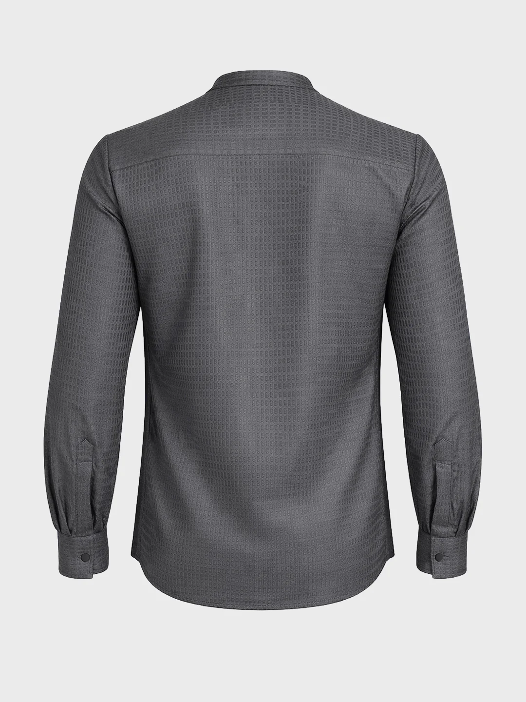 Men's Grey Slim Fit Textured Party Wear Shirt - Image 6