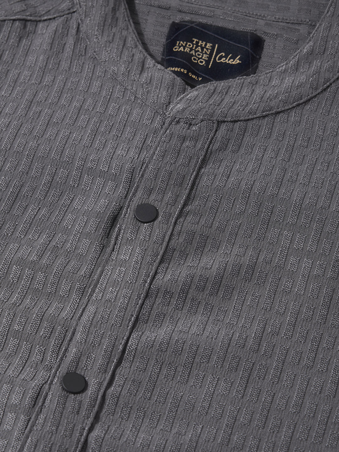 Men's Grey Slim Fit Textured Party Wear Shirt - Image 7