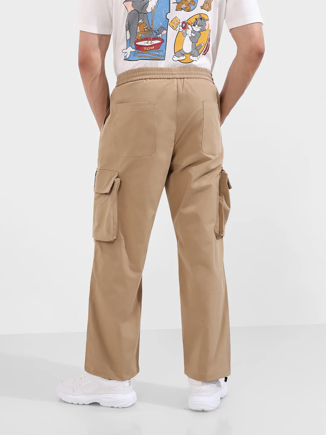 Men's Khaki Baggy Fit Textured Utility Cargo - Image 5