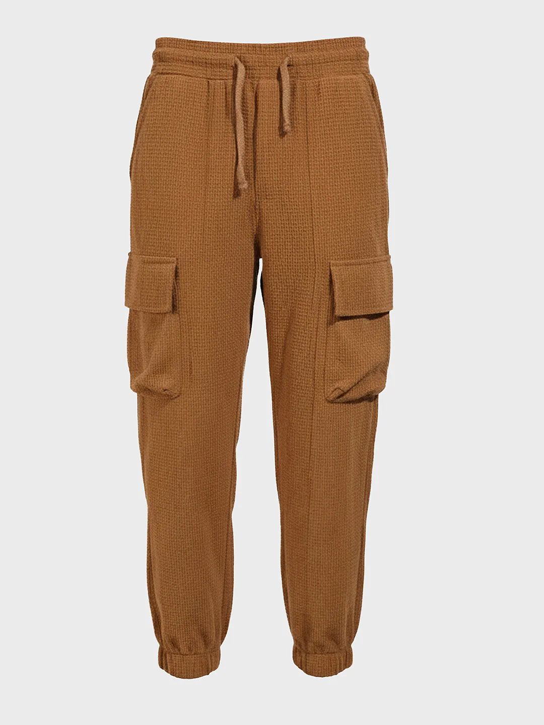 Men's Khaki Loose Fit Solid Utility Joggers - Image 3