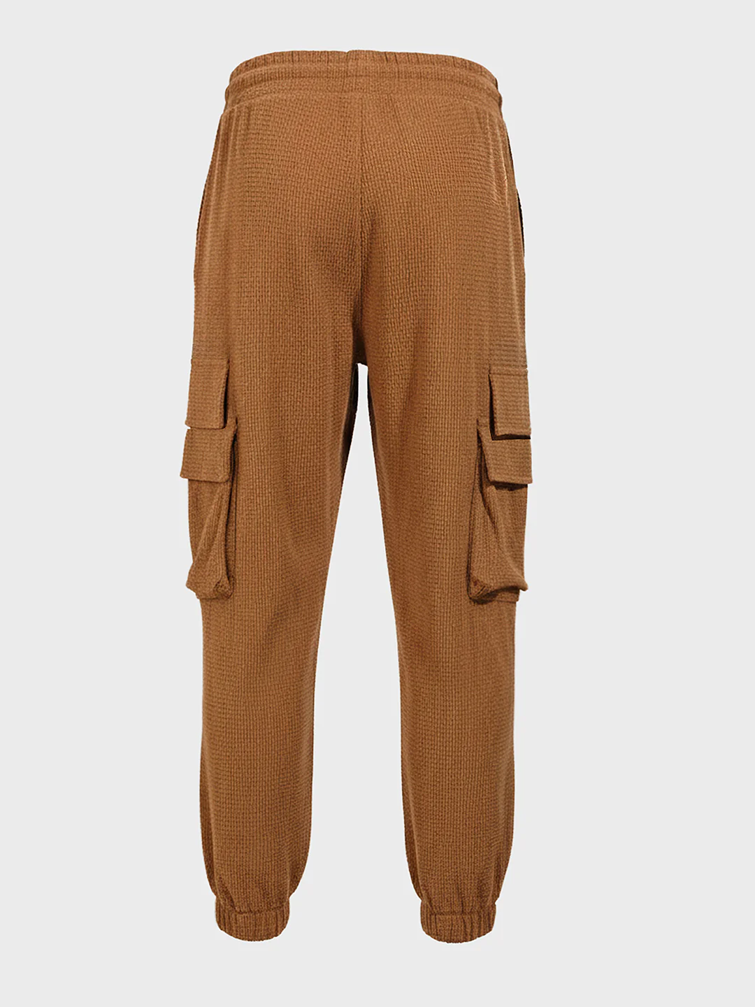 Men's Khaki Loose Fit Solid Utility Joggers - Image 4