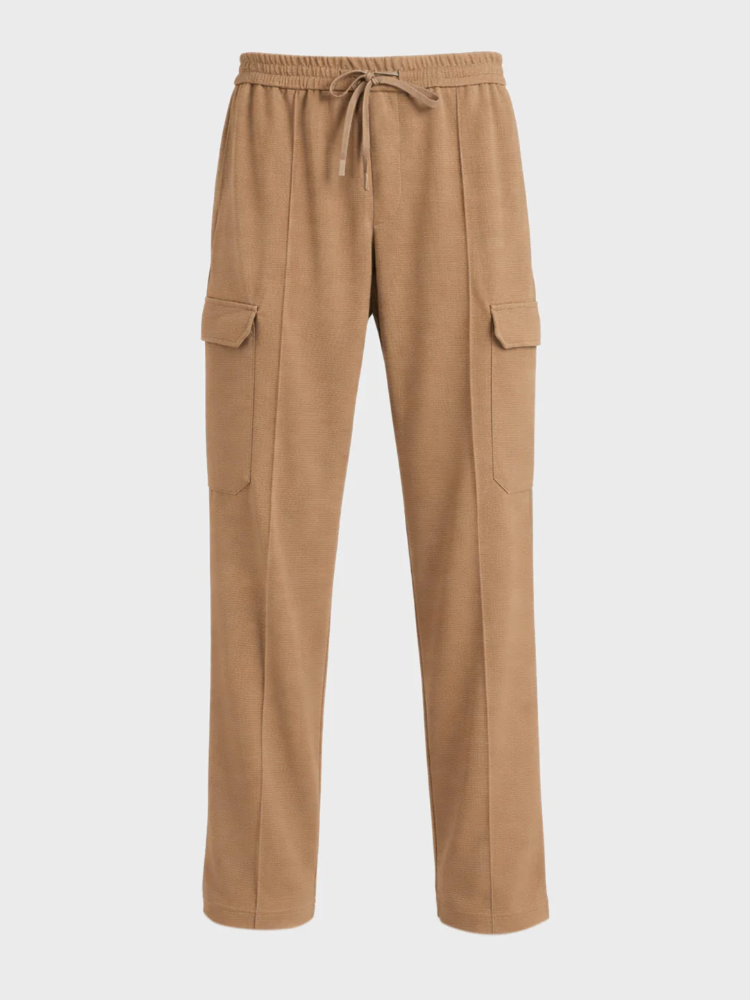 Men's Khaki Loose Fit Textured Casual Joggers - Image 4