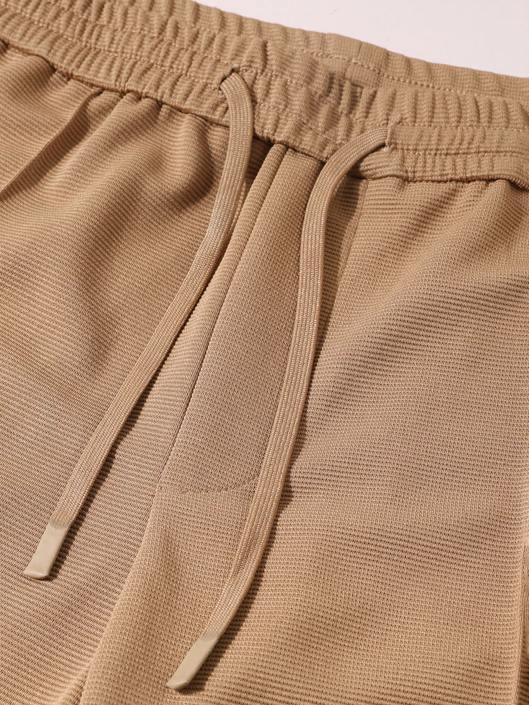 Men's Khaki Loose Fit Textured Casual Joggers - Image 6
