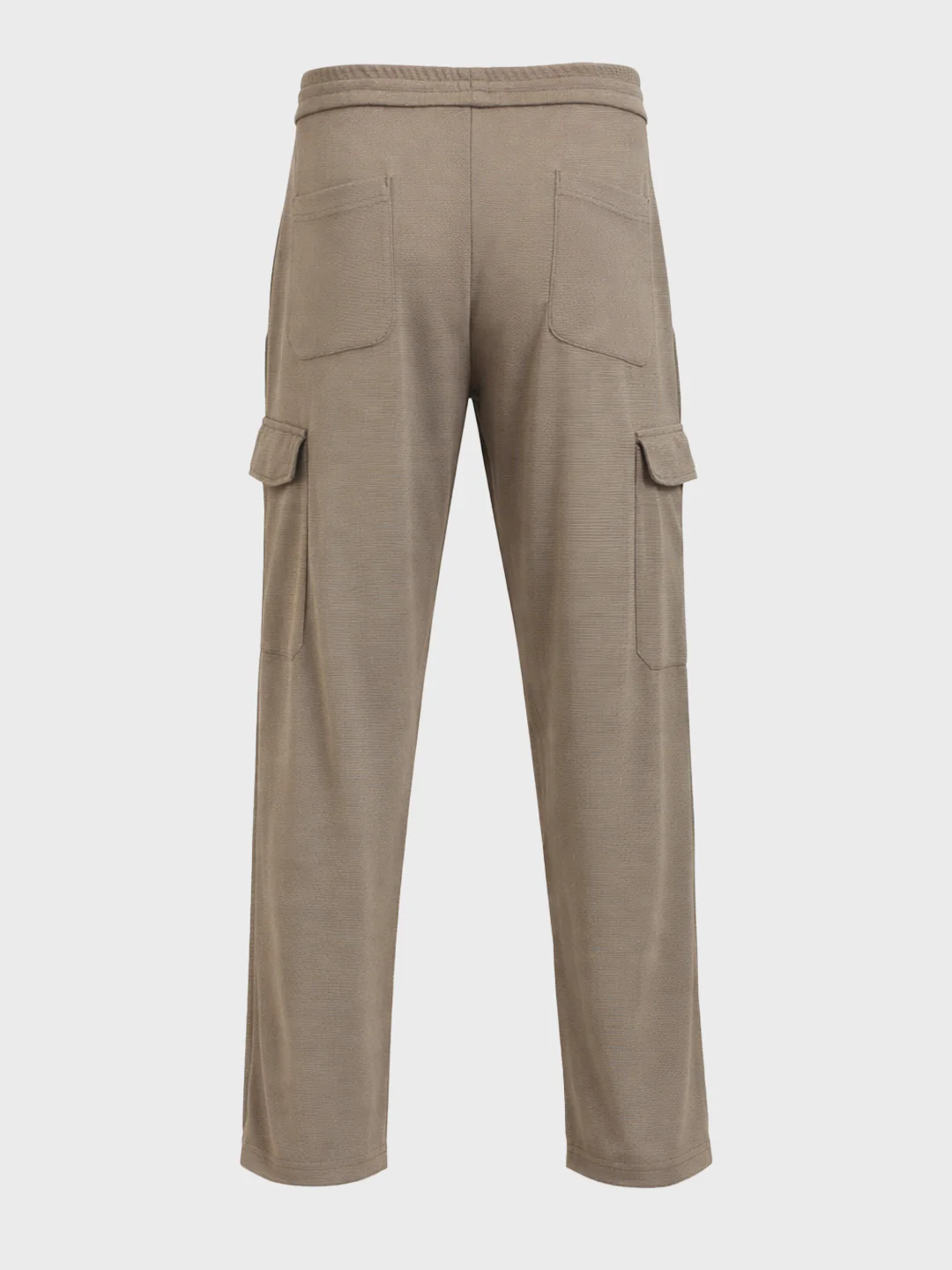 Men's Khaki Loose Fit Textured Casual Joggers - Image 5