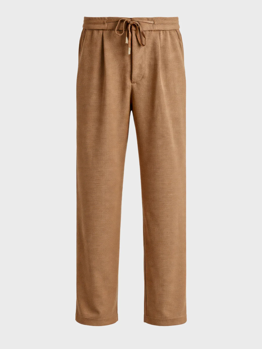 Men's Khaki Relaxed Fit Textured Casual Joggers - Image 6