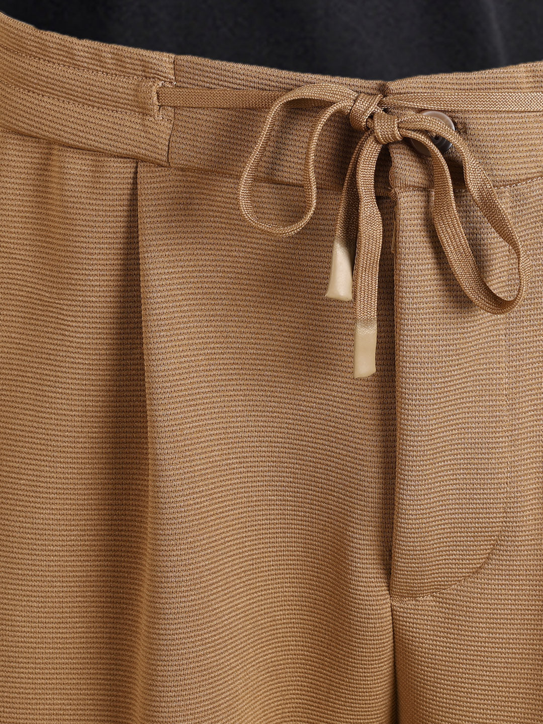 Men's Khaki Relaxed Fit Textured Casual Joggers - Image 8