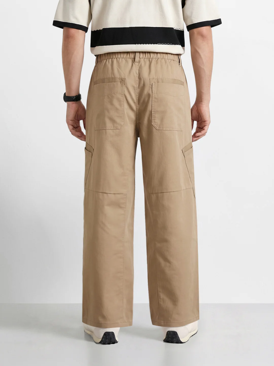 Men's Khaki Loose Fit Textured Utility Cargo - Image 5