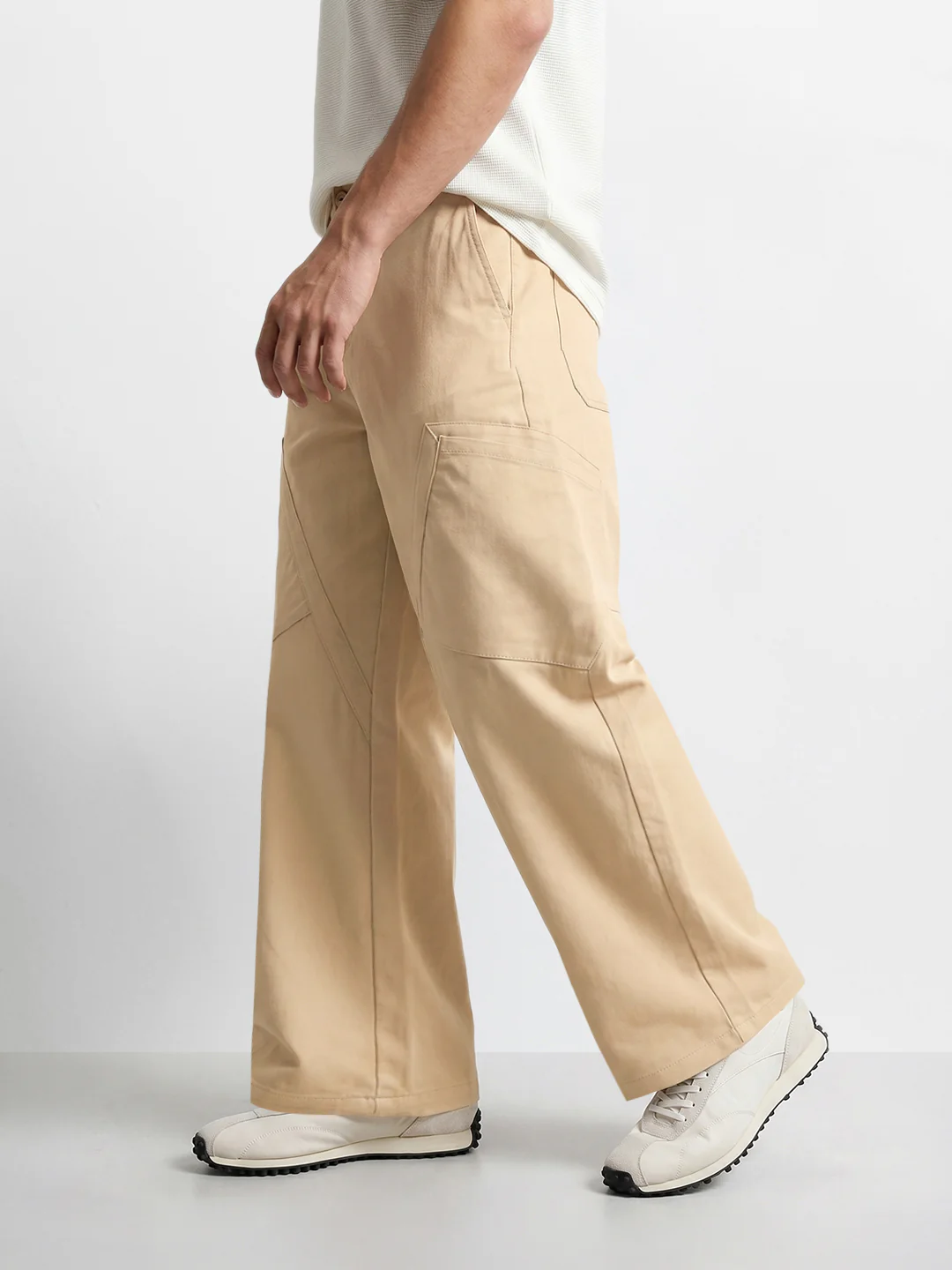 Men's Khaki Loose Fit Textured Utility Cargo - Image 3