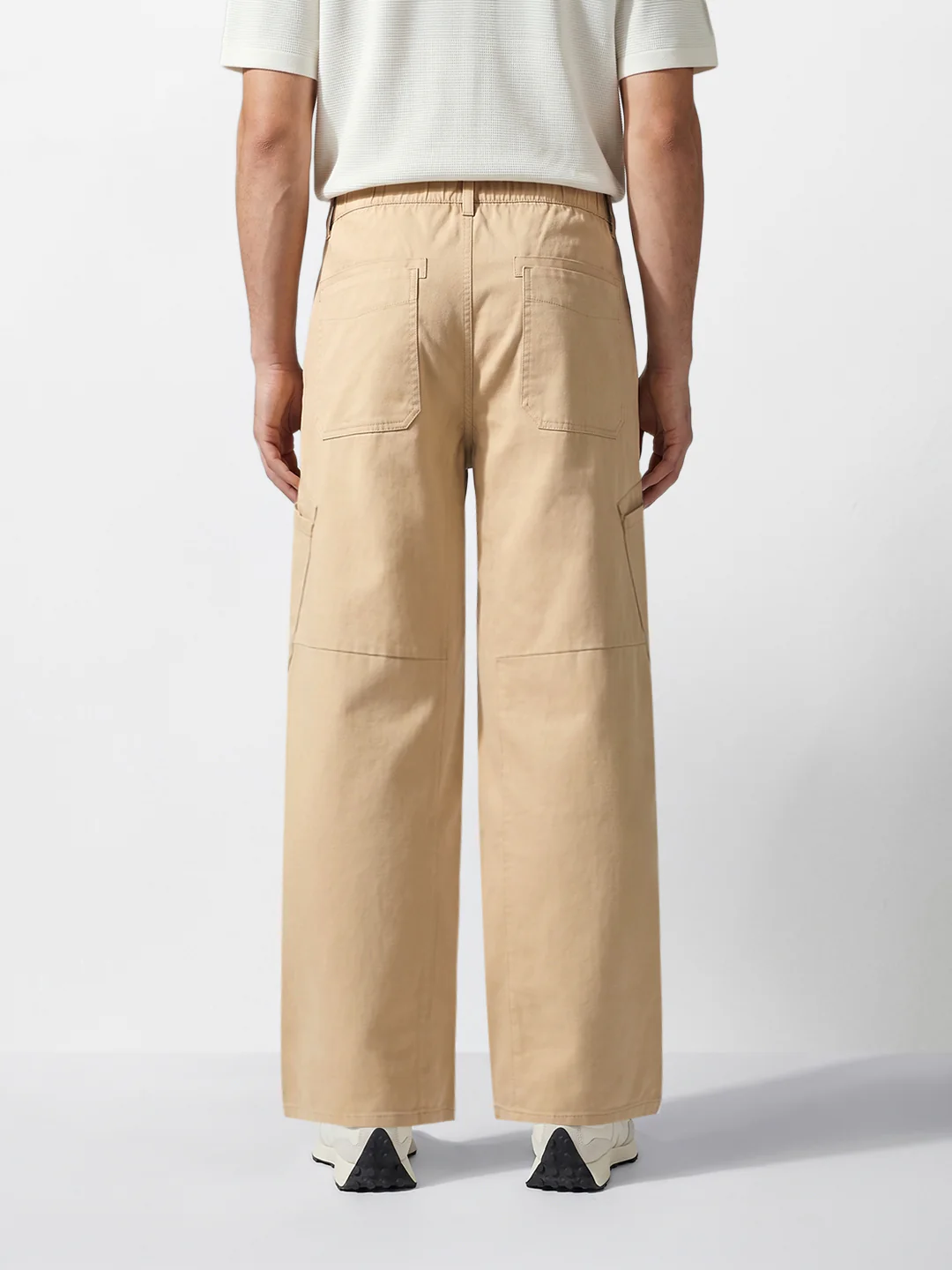 Men's Khaki Loose Fit Textured Utility Cargo - Image 5