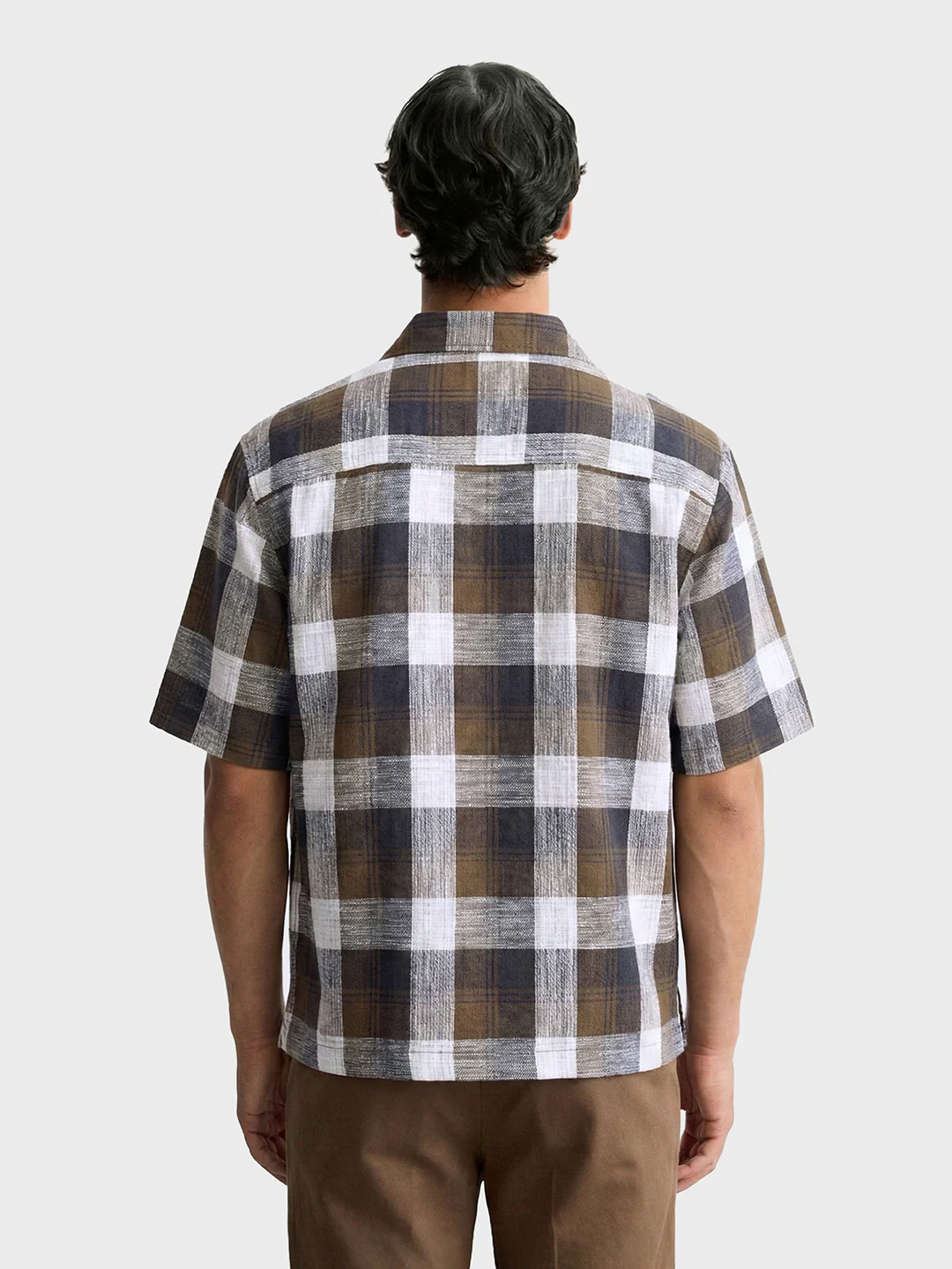 Men's Khaki Oversized Fit Embroidered Resort Wear Shirt - Image 2