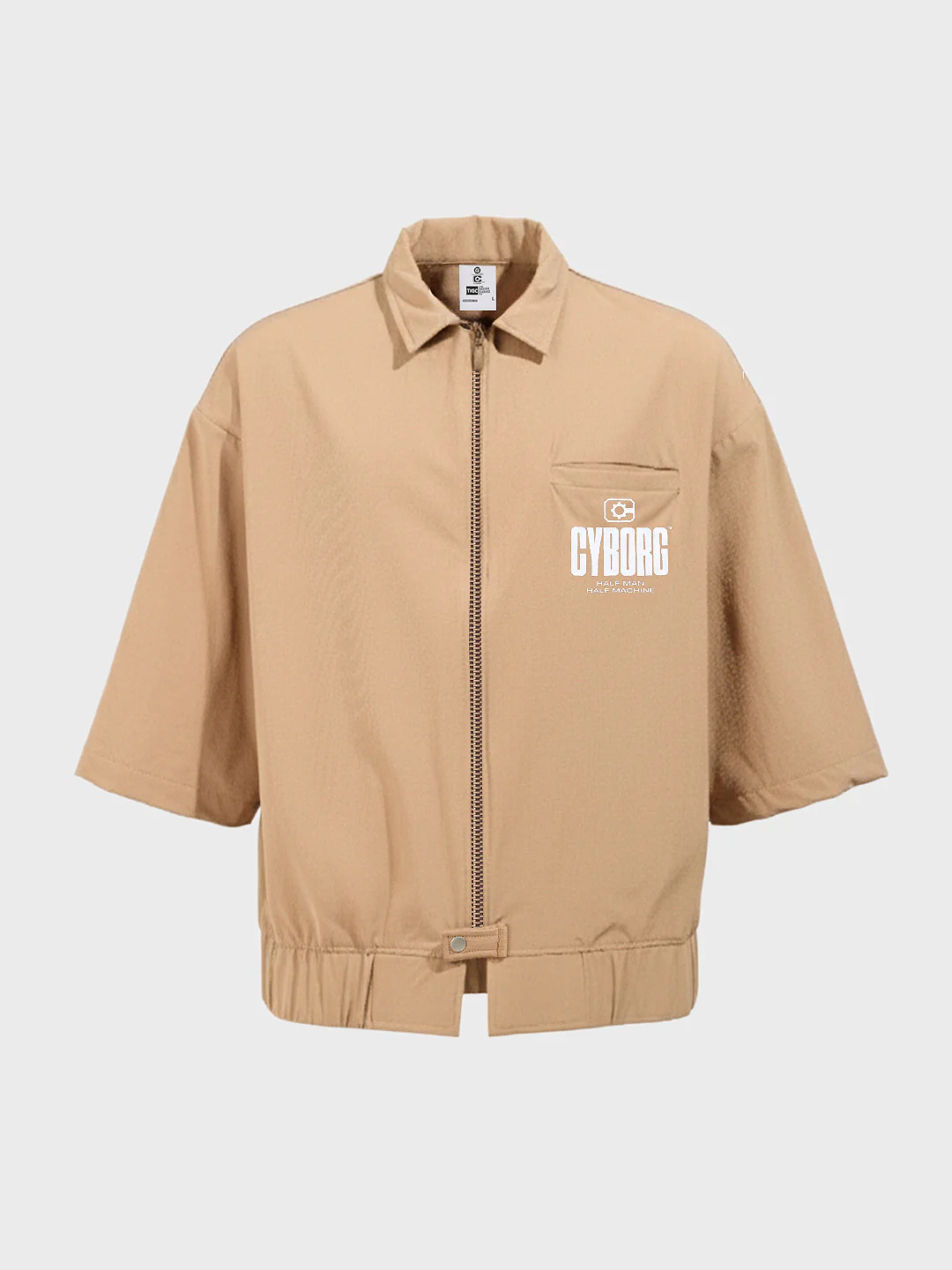 Men's Khaki Oversized Fit Solid Warner Bros Jacket - Image 3
