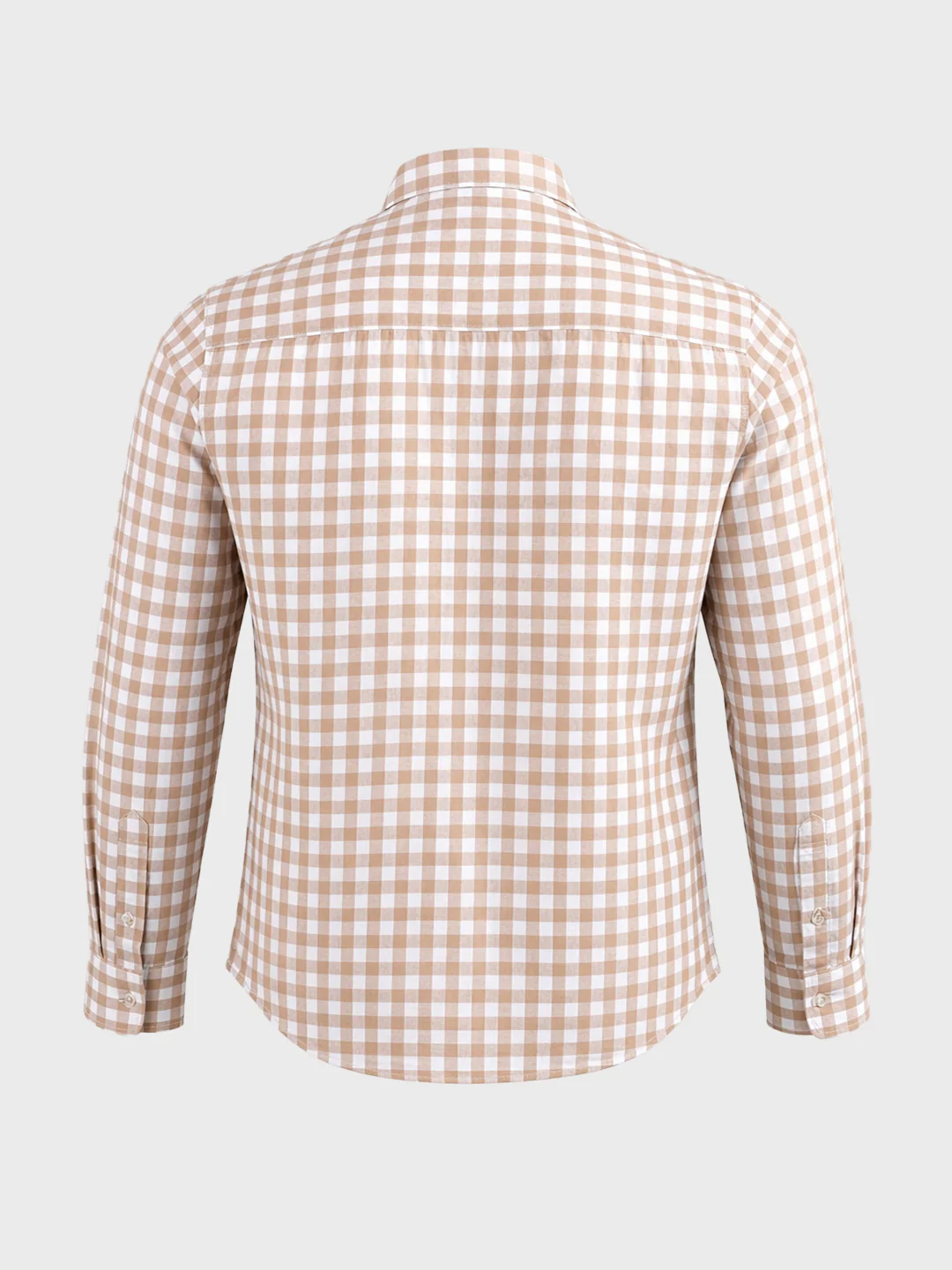 Men's Khaki Regular Fit Checkered Casual Shirts - Image 7