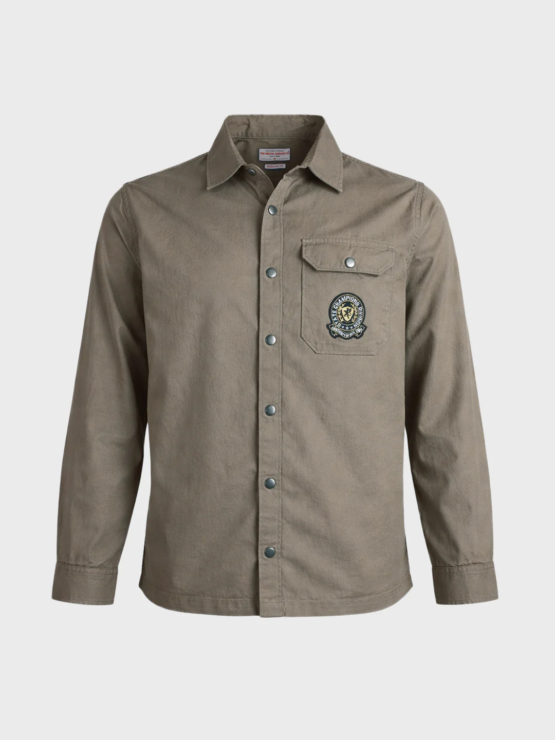 Men's Olive Regular Fit Solid Casual Shirt - Image 6