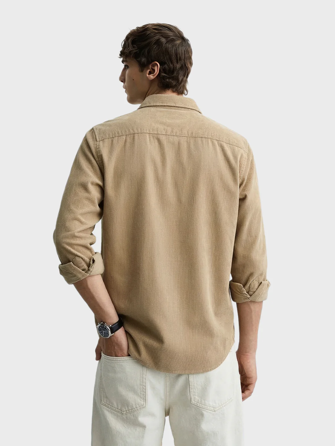 Men's Khaki Regular Fit Solid Casual Shirt - Image 4