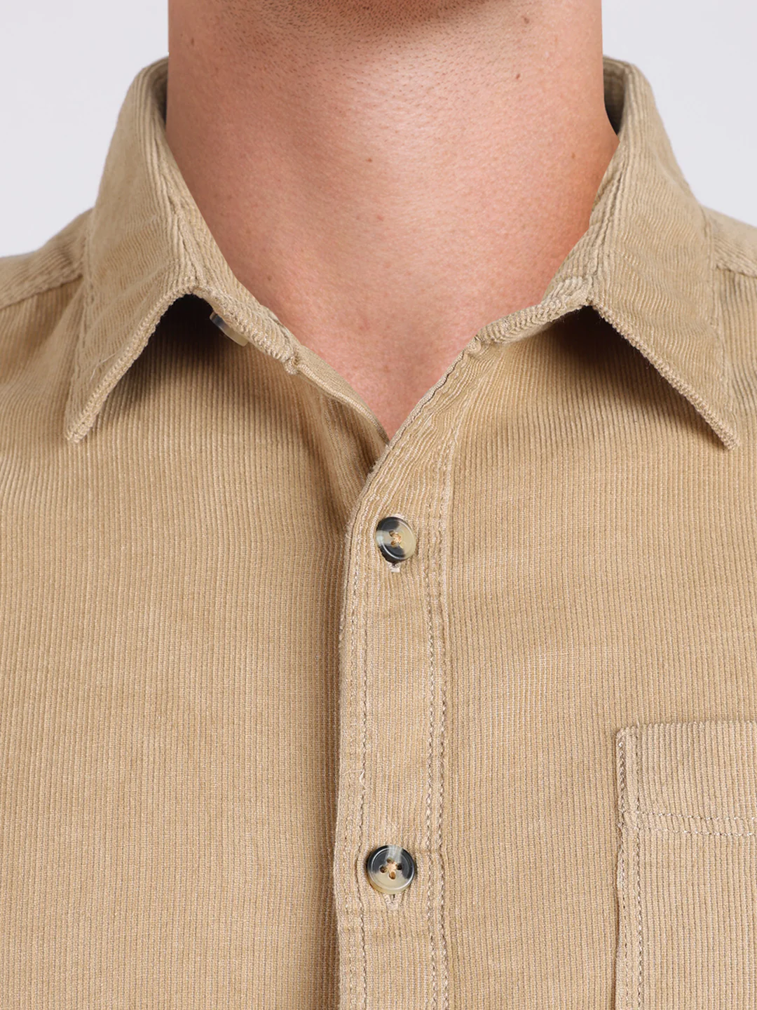 Men's Khaki Regular Fit Solid Casual Shirt - Image 7