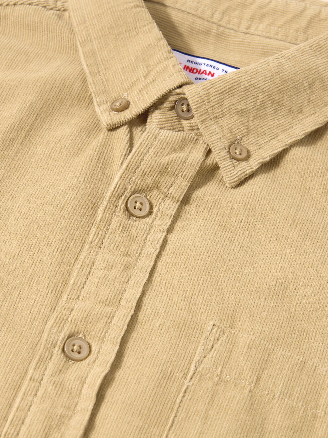 Men's Khaki Regular Fit Solid Casual Shirt - Image 3